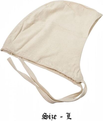 Mythrojan Chainmail Coif مع قبعة من قماش القطن | غطاء محرك السيارة البريدي من سلسلة العصور الوسطى درع الفايكنج LARP مقاس 16 باللون الفضي والقرون الوسطى مقاس كبير من القماش الخفيف غطاء ناعم قوي 100% قطن زي القرون الوسطى in Kuwait