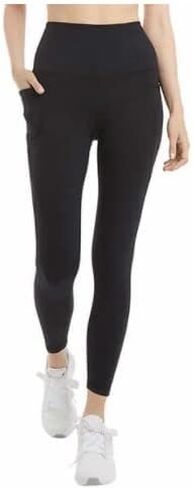 Danskin Women's Ultra High Legging Tight with Pockets (Large, Black Salt) in Saudi Arabia