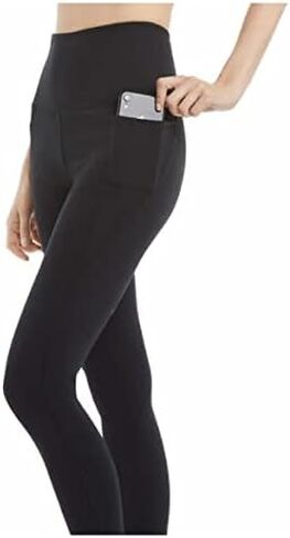 Danskin Women's Ultra High Legging Tight with Pockets (Large, Black Salt) in Saudi Arabia