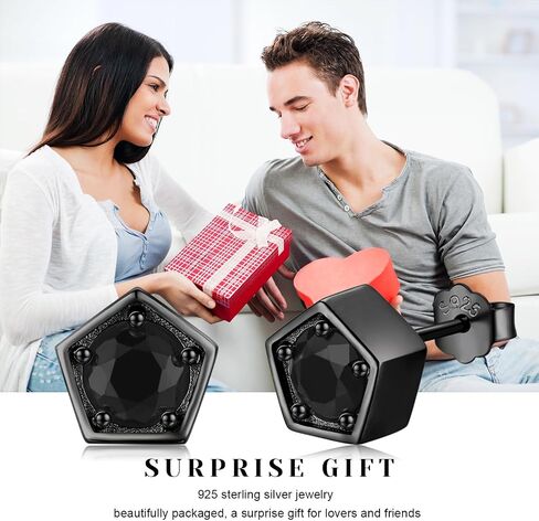 Black Cubic Zirconia Stud Earring 925 Sterling Silver Pentagon Earrings CZ Earrings for Women Girls in Saudi Arabia