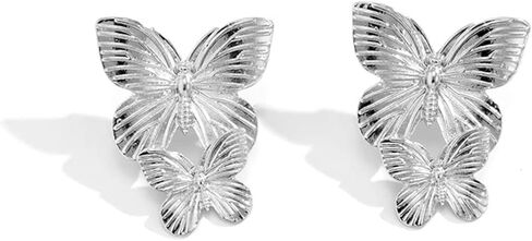 coadipress Bohemian Big Butterfly Earrings for Women Girls Dainty Gold Plated Double Butterflies Animal Drop Earrings Elegant Studs Statement Charm Earring Body Jewelry in Saudi Arabia
