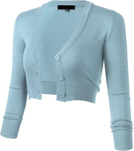 Allsense Women's 3/4 Sleeve Cropped Bolero Shrug Button Down Cardigan Sweater Lightweight Knit in Saudi Arabia