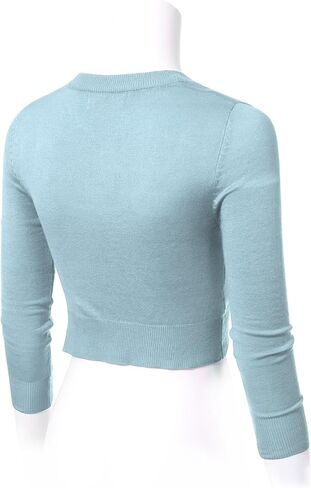 Allsense Women's 3/4 Sleeve Cropped Bolero Shrug Button Down Cardigan Sweater Lightweight Knit in Saudi Arabia