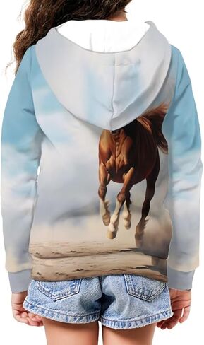 JEOCODY Full Zip Up Hoodies for Teen Girls Kids Long Sleeve Sweatshirt Jacket Size 6-16 in Saudi Arabia
