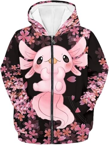 JEOCODY Full Zip Up Hoodies for Teen Girls Kids Long Sleeve Sweatshirt Jacket Size 6-16 in Saudi Arabia
