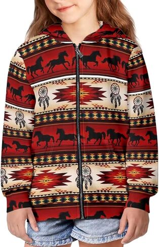 JEOCODY Full Zip Up Hoodies for Teen Girls Kids Long Sleeve Sweatshirt Jacket Size 6-16 in Saudi Arabia