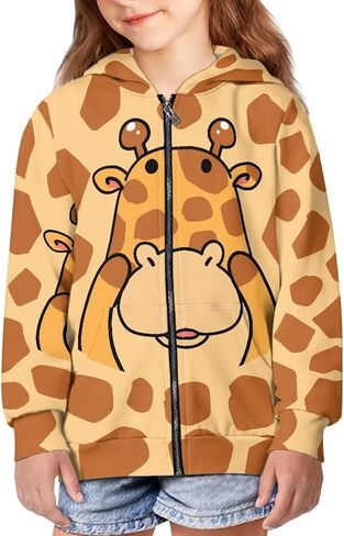 JEOCODY Full Zip Up Hoodies for Teen Girls Kids Long Sleeve Sweatshirt Jacket Size 6-16 in Saudi Arabia