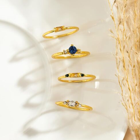 Fashion Gold Rings That Don't Tarnish Size 7 8 9 10 Dainty Gold Plated Ring Set Non Tarnish for Women Stackable Cubic Zirconia Rings Wedding in Kuwait