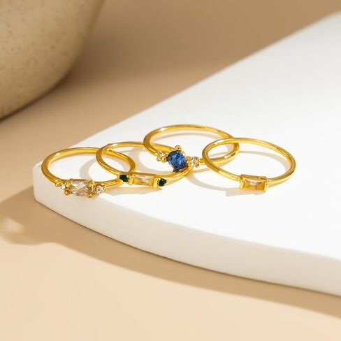 Fashion Gold Rings That Don't Tarnish Size 7 8 9 10 Dainty Gold Plated Ring Set Non Tarnish for Women Stackable Cubic Zirconia Rings Wedding in Kuwait