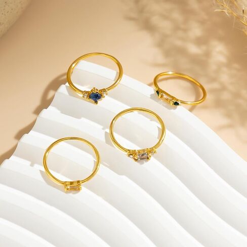 Fashion Gold Rings That Don't Tarnish Size 7 8 9 10 Dainty Gold Plated Ring Set Non Tarnish for Women Stackable Cubic Zirconia Rings Wedding in Kuwait