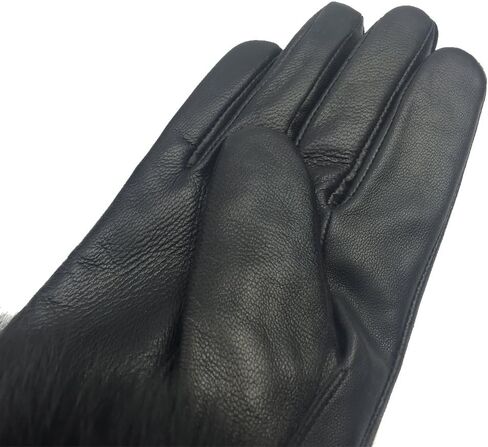 Winter Women's Lambskin Leather Gloves with Fox Fur Trim Multicolor in Saudi Arabia