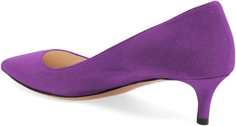 حذاء نسائي من YDN بكعب منخفض وكعب هريرة بمقدمة مدببة للنساء في المكتب مصنوع من الجلد السويدي الناعم مقاس 4-15 أمريكي in Kuwait