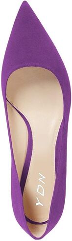 حذاء نسائي من YDN بكعب منخفض وكعب هريرة بمقدمة مدببة للنساء في المكتب مصنوع من الجلد السويدي الناعم مقاس 4-15 أمريكي in Kuwait