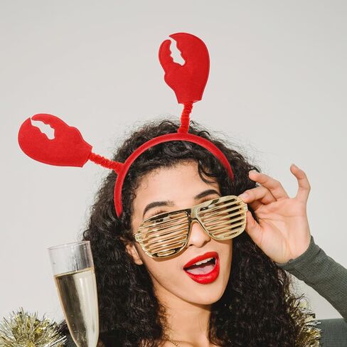 Adorainbow Crab Headband Lobster Sunglasses and Headband 6 Set Red Headband Crab Costume Accessories Sea Animal Hair Band Headwear for Halloween Dress up Party in Kuwait