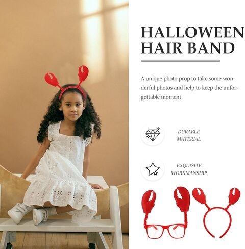 Adorainbow Crab Headband Lobster Sunglasses and Headband 6 Set Red Headband Crab Costume Accessories Sea Animal Hair Band Headwear for Halloween Dress up Party in Kuwait