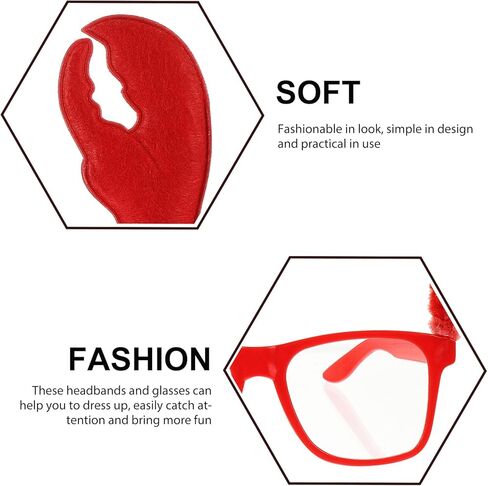 Adorainbow Crab Headband Lobster Sunglasses and Headband 6 Set Red Headband Crab Costume Accessories Sea Animal Hair Band Headwear for Halloween Dress up Party in Kuwait