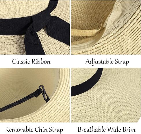 Verabella Sun Hats for Women UV Protection Wide Brim UPF 50 Foldable Floppy Straw Beach Hat with Strap in Saudi Arabia