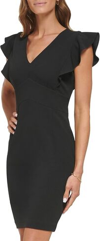DKNY Women's V-Neck Ruffle Sleeve Dress in Saudi Arabia