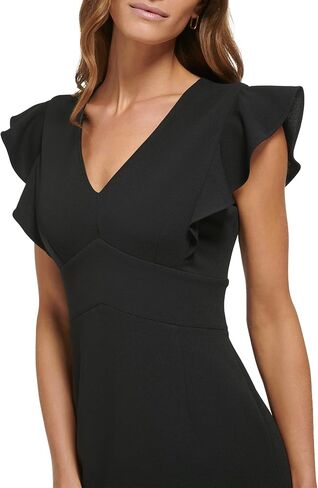 DKNY Women's V-Neck Ruffle Sleeve Dress in Saudi Arabia