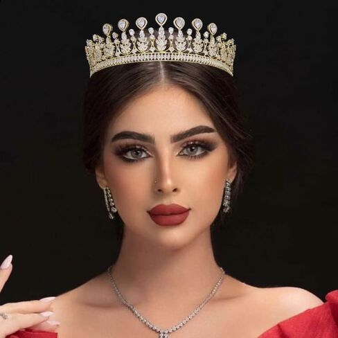 Aoligrace الزفاف طويل القامة مكعب زركونيا التيجان الملكة تشيكوسلوفاكيا مسابقة التيجان عيد ميلاد خوذة Quinceanera إكسسوارات الشعر هدايا للنساء الفضة HG0176 in Kuwait
