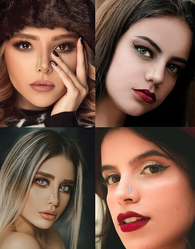 Akeoqi 12 قطعة 20 جرام الأنف ترصيع الأنف الدائري مطعمة مكعب زركونيا L على شكل ترصيع لوتس نجمة القلب فراشة الأنف الأنف ثقب المجوهرات للنساء الشظية الذهب لهجة in Kuwait