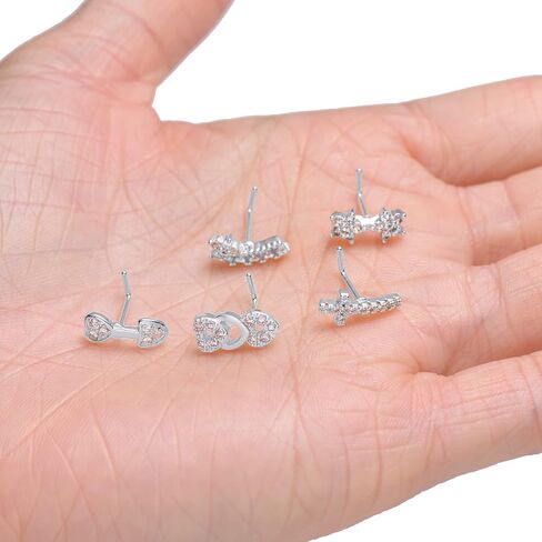 Akeoqi 12 قطعة 20 جرام الأنف ترصيع الأنف الدائري مطعمة مكعب زركونيا L على شكل ترصيع لوتس نجمة القلب فراشة الأنف الأنف ثقب المجوهرات للنساء الشظية الذهب لهجة in Kuwait