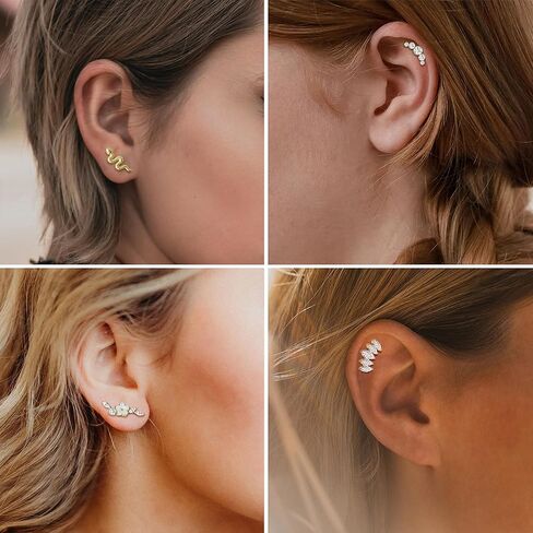 LOAYHOAY 4 قطع 16G G23 أقراط الغضروف التيتانيوم للنساء النقي التيتانيوم المسطح الخلفي الحلزون أقراط للأذن الحساسة زهرة الأفعى الغضروف الحلزون القرط ترصيع محارة ثقب المجوهرات 6 مم in Kuwait
