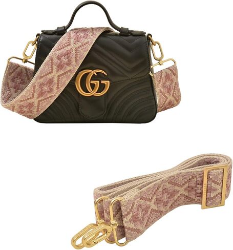 Brass Gold Hardware Embroidered Purse Crossbody Handbag Long Adjustable Wide Replacement Guitar Shoulder Straps (Dia Pink) in Kuwait