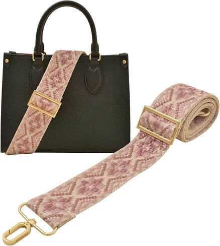 Brass Gold Hardware Embroidered Purse Crossbody Handbag Long Adjustable Wide Replacement Guitar Shoulder Straps (Dia Pink) in Kuwait