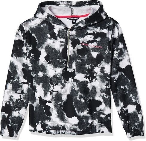 Calvin Klein Girls' Logo Sweatshirt, Pullover Fleece Hoodie, Comfortable & Straight Hem in Saudi Arabia