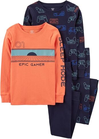 Carter's 4 Piece Pajama Set (Orange/Navy/Epic Gamer, 6) in Saudi Arabia