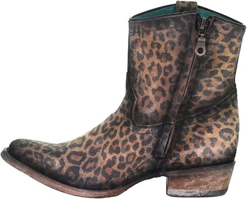 Corral Boots Womens Cheetah Round Toe Casual Boots Ankle Low Heel 1-2" - Brown in Saudi Arabia