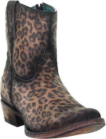 Corral Boots Womens Cheetah Round Toe Casual Boots Ankle Low Heel 1-2" - Brown in Saudi Arabia