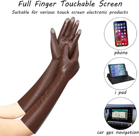 Harssidanzar Opera Elbow Length Gloves For Women's Vintage Evening Lambskin Gloves Touchscreen Texting Dress Gloves SL023US in Saudi Arabia