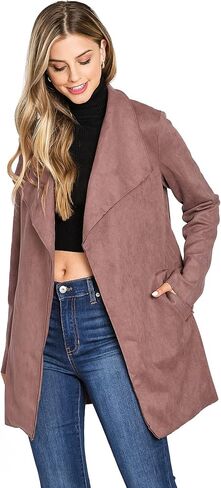 Women's Faux Suede Wrap Trench Coat in Saudi Arabia