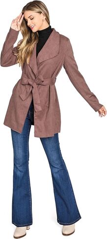 Women's Faux Suede Wrap Trench Coat in Saudi Arabia