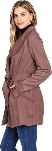 Women's Faux Suede Wrap Trench Coat in Saudi Arabia