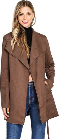 Women's Faux Suede Wrap Trench Coat in Saudi Arabia