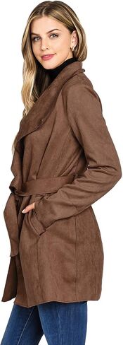 Women's Faux Suede Wrap Trench Coat in Saudi Arabia