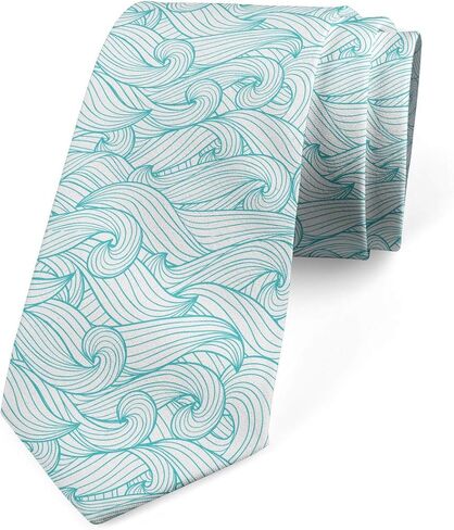 Ambesonne Necktie, Ocean Waves Summer, 3.7", Blue White in Saudi Arabia