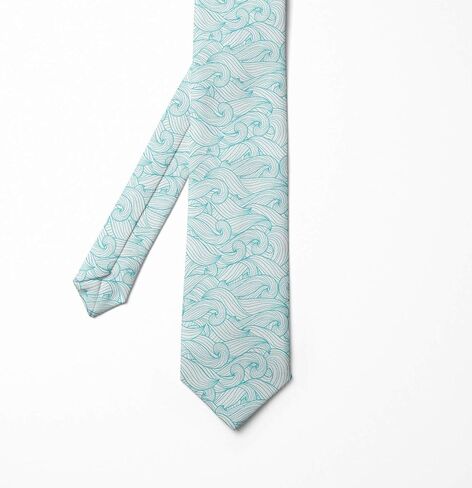 Ambesonne Necktie, Ocean Waves Summer, 3.7", Blue White in Saudi Arabia
