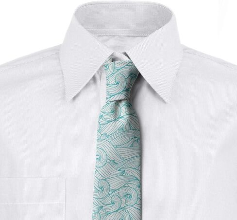 Ambesonne Necktie, Ocean Waves Summer, 3.7", Blue White in Saudi Arabia