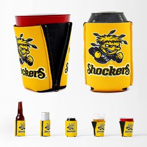 ZipSip NONMAGNET - Adjustable All-In-One Coozie with Zippers for Cans, Bottles, Slim Cans, Pint Glasses, Party Cups – Can Cooler - Insolated Neoprene Sleeve - Wichita State Shockers Black, Medium