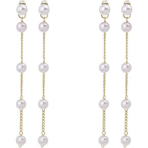 Pearl Stud Earrings for Girls Long Pearl Earrings Dangle Gold Pearl Stud Earrings for Bridal Gifts