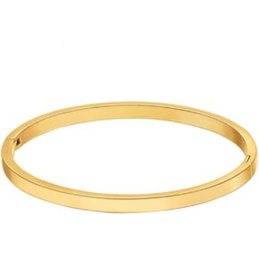 Berné Gold Bangle Bracelet - Gold-Plated Stainless Steel, East-to-Use Clasp, 4mm Wide Bracelet for Women in Kuwait