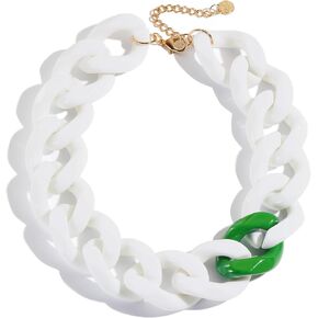 Firstmeet Statement Chunky Acrylic Chain Link Choker Necklace for Women