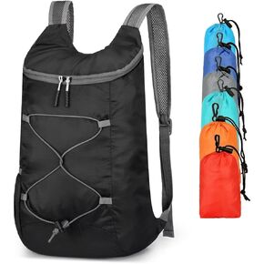 levayhill 16L Hiking Daypack, Water Resistant Lightweight Packable Backpack for Travel, Camping Outdoor Backpack Portable Folding Carry-on Bag,Black
