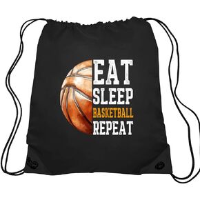 Haizct Eat Sleep Basketball Repeat Soccer Basketball Bag for Girls, Sport Player Gift, Basketball Player Gift, Unisex Drawstring Backpack Bag for Gym Shopping Sport Yoga Dance Rehearsal