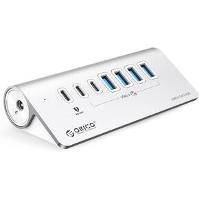 ORICO USB Hub 10Gbps with 4 USB A Ports, USB 3.2 Gen 2 Hub with 1.64Ft USB-C Cable and USB-A Adapter USB Splitter for iMac, All MacBooks, Mac Mini