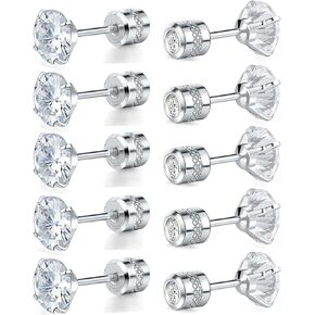 Pack of Titanium Round Flat Dot Disc Earrings for Women Men 18K Gold Plated Surgical Stainless Steel Studs Plugs Rainbow Hypoallergenic for Sensitive Ear Piercing Post